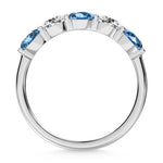 14K White Gold 1 1/2 ct. tw. 5 Stone Alternate White and Blue Lab Grown Diamond Band, close-up of the diamond setting