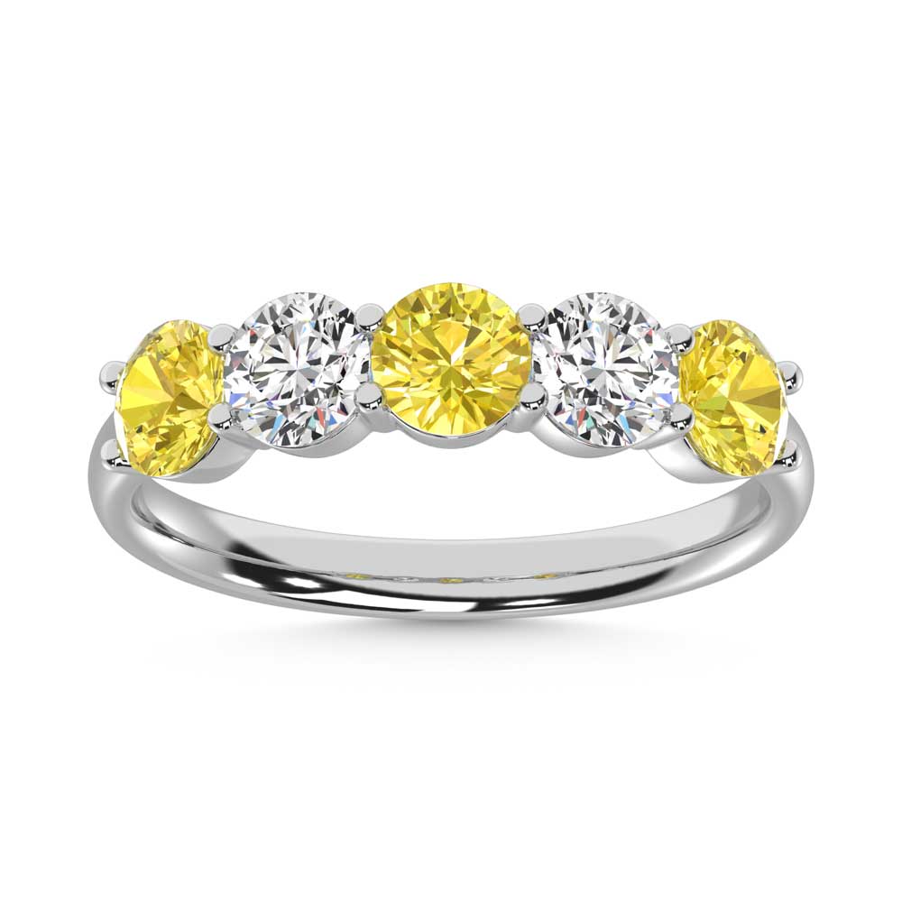14K White Gold 1 ct. tw. 5 Stone Alternate White and Yellow Lab Grown Diamond Band | Picasso Gold & Diamond
