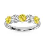 14K White Gold 1 ct. tw. 5 Stone Alternate White and Yellow Lab Grown Diamond Band | Picasso Gold & Diamond