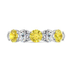 14K White Gold 1 ct. tw. 5 Stone Alternate White and Yellow Lab Grown Diamond Band, side profile view showing the band