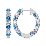 14K White Gold  3 Ct.Tw. Alternate White and Blue Lab Grown Diamond Hoop Earrings - Picasso Gold & Diamond Jewelry