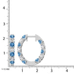 14K White Gold  3 Ct.Tw. Alternate White and Blue Lab Grown Diamond Hoop Earrings - Picasso Gold & Diamond Jewelry