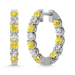 14K White Gold  3 Ct.Tw. Alternate White and Yellow Lab Grown Diamond Hoop Earrings - Picasso Gold & Diamond Jewelry