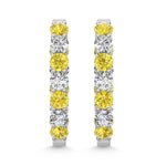 14K White Gold  3 Ct.Tw. Alternate White and Yellow Lab Grown Diamond Hoop Earrings - Picasso Gold & Diamond Jewelry