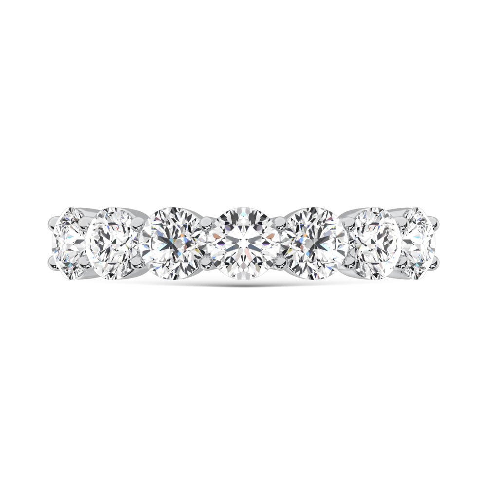 14K White Gold Round Shape 1 1/2 ct. tw. 7 Stone Lab Grown Diamond Band, side profile view showing the band