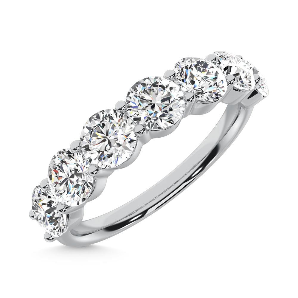 14K White Gold Round Shape 1 1/2 ct. tw. 7 Stone Lab Grown Diamond Band, top view of the diamonds