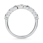 14K White Gold Round Shape 1 1/2 ct. tw. 7 Stone Lab Grown Diamond Band, close-up of the diamond setting