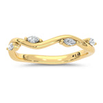 Lab-grown diamond 1/5 Ct. marquise band in 14K Yellow Gold, top-down studio view.