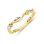 Lab-grown diamond 1/5 Ct. marquise band in 14K Yellow Gold, close-up detail shot.