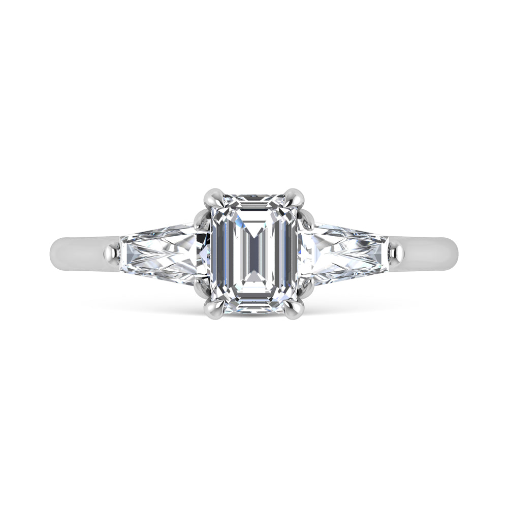 14K White Gold Lab Grown Diamond 1 1/4 Ct.Tw. Three Stone Ring (Center 3/4 ct)