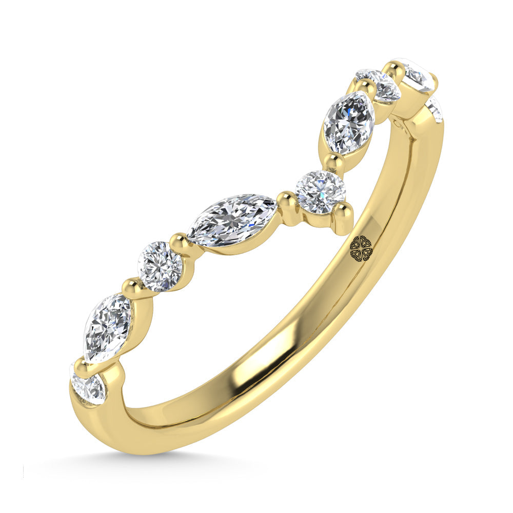14K Yellow Gold Lab Grown Diamond 1/2 Ct.Tw. Round and Marquse Chevron Band  Picasso Gold & Diamond Jewelry