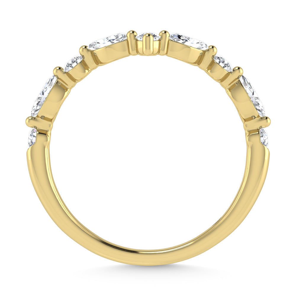 14K Yellow Gold Lab Grown Diamond 1/2 Ct.Tw. Round and Marquse Chevron Band  Picasso Gold & Diamond Jewelry