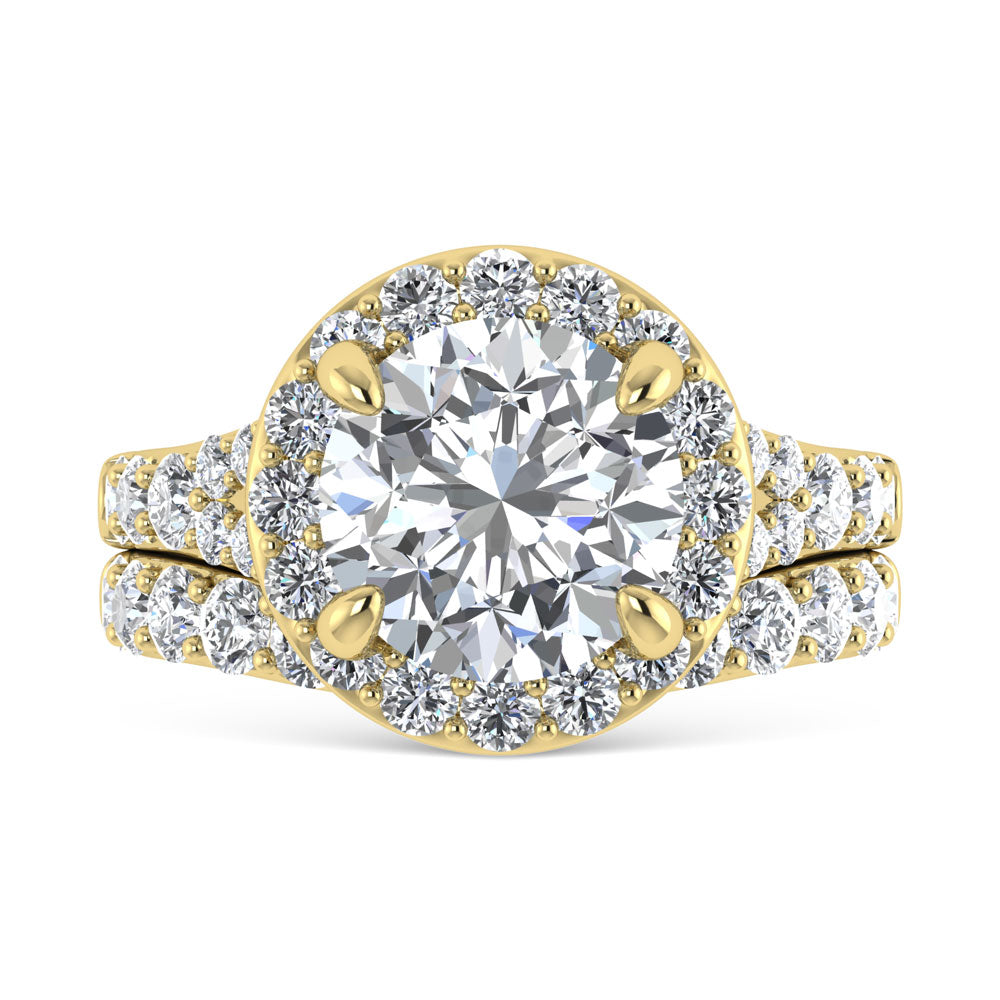 14K Yellow Gold 4 7/8 Ct.Tw. Lab Grown Diamond Bridal Ring (IGI Certified Center 3ct)