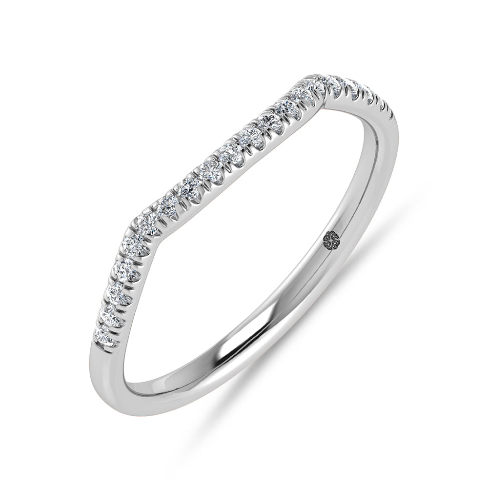 10K White Gold Lab Grown Diamond 1/10 ct. tw. Wedding Band, top view of the diamonds