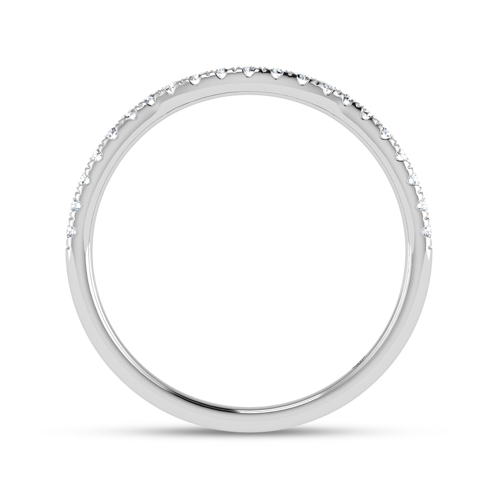 10K White Gold Lab Grown Diamond 1/10 ct. tw. Wedding Band, close-up of the diamond setting