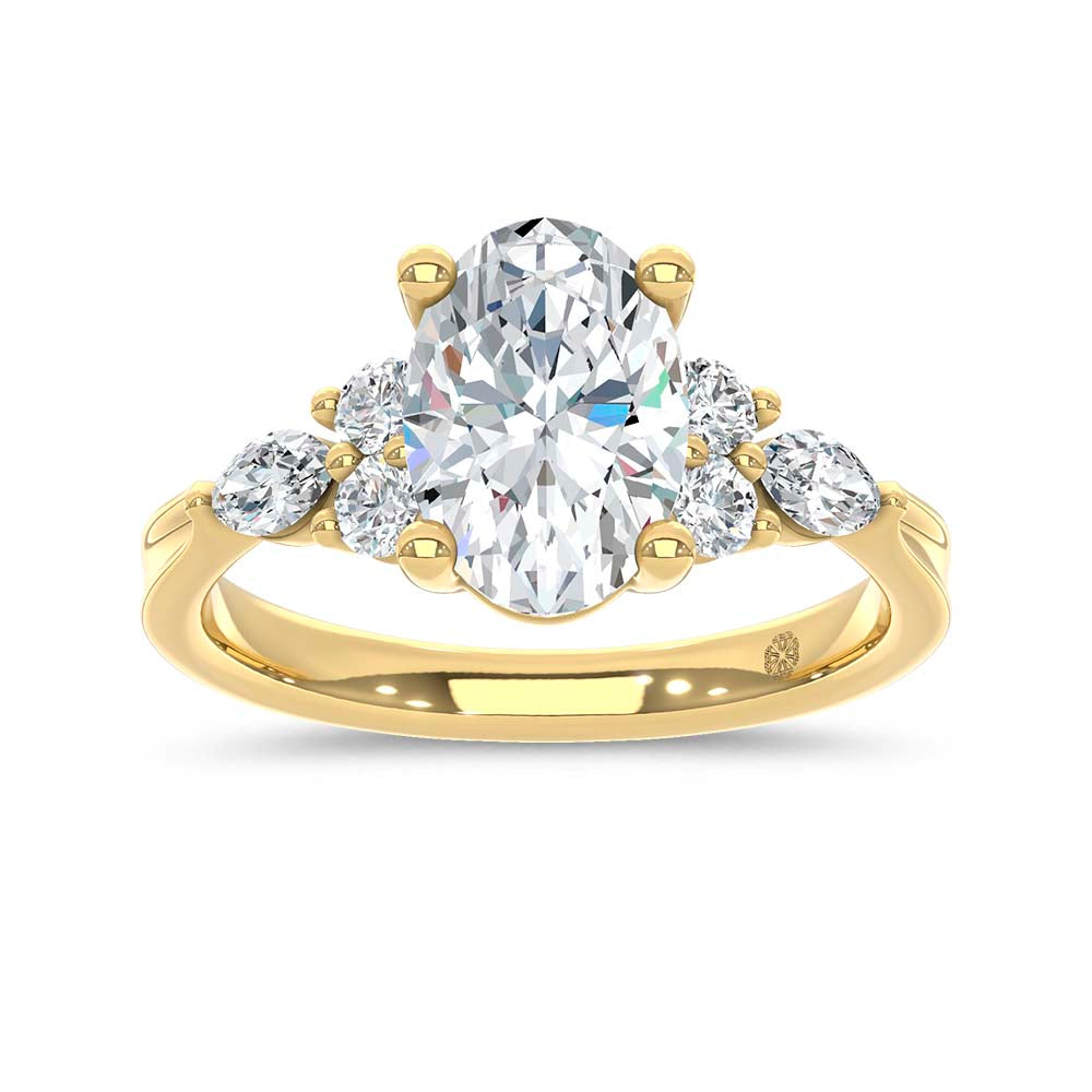14K Yellow Gold Lab Grown Diamond 2 1/2 Ct.T. Enagagement Ring (IGI Certified Center 2ct)