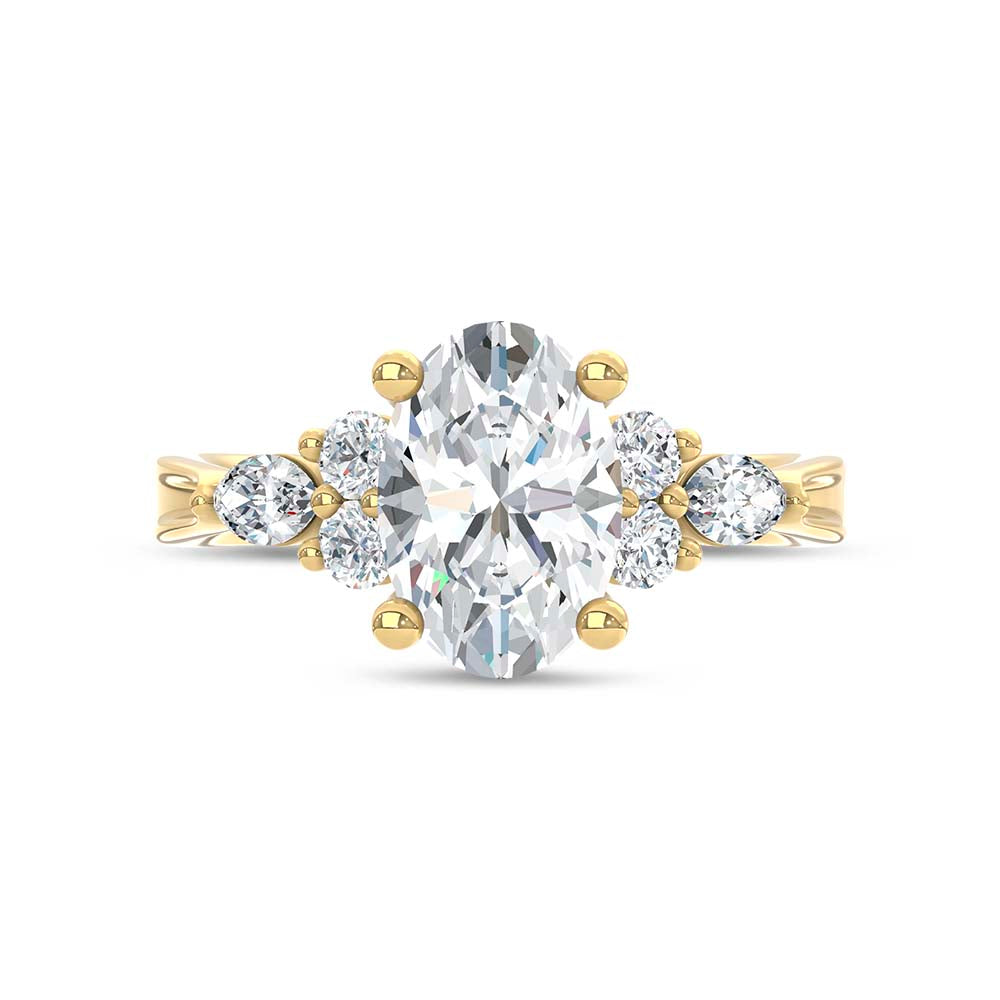 14K Yellow Gold Lab Grown Diamond 2 1/2 Ct.T. Enagagement Ring (IGI Certified Center 2ct)