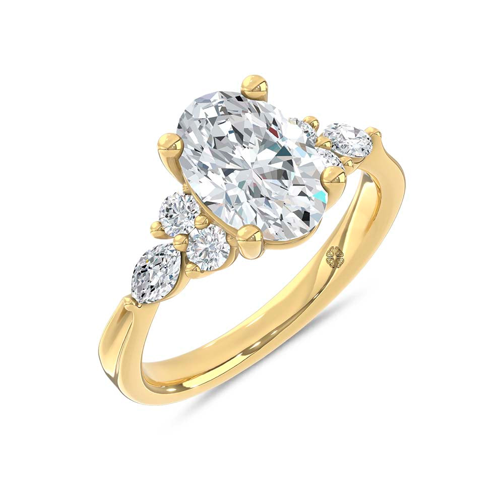 14K Yellow Gold Lab Grown Diamond 2 1/2 Ct.T. Enagagement Ring (IGI Certified Center 2ct)  Picasso Gold & Diamond Jewelry