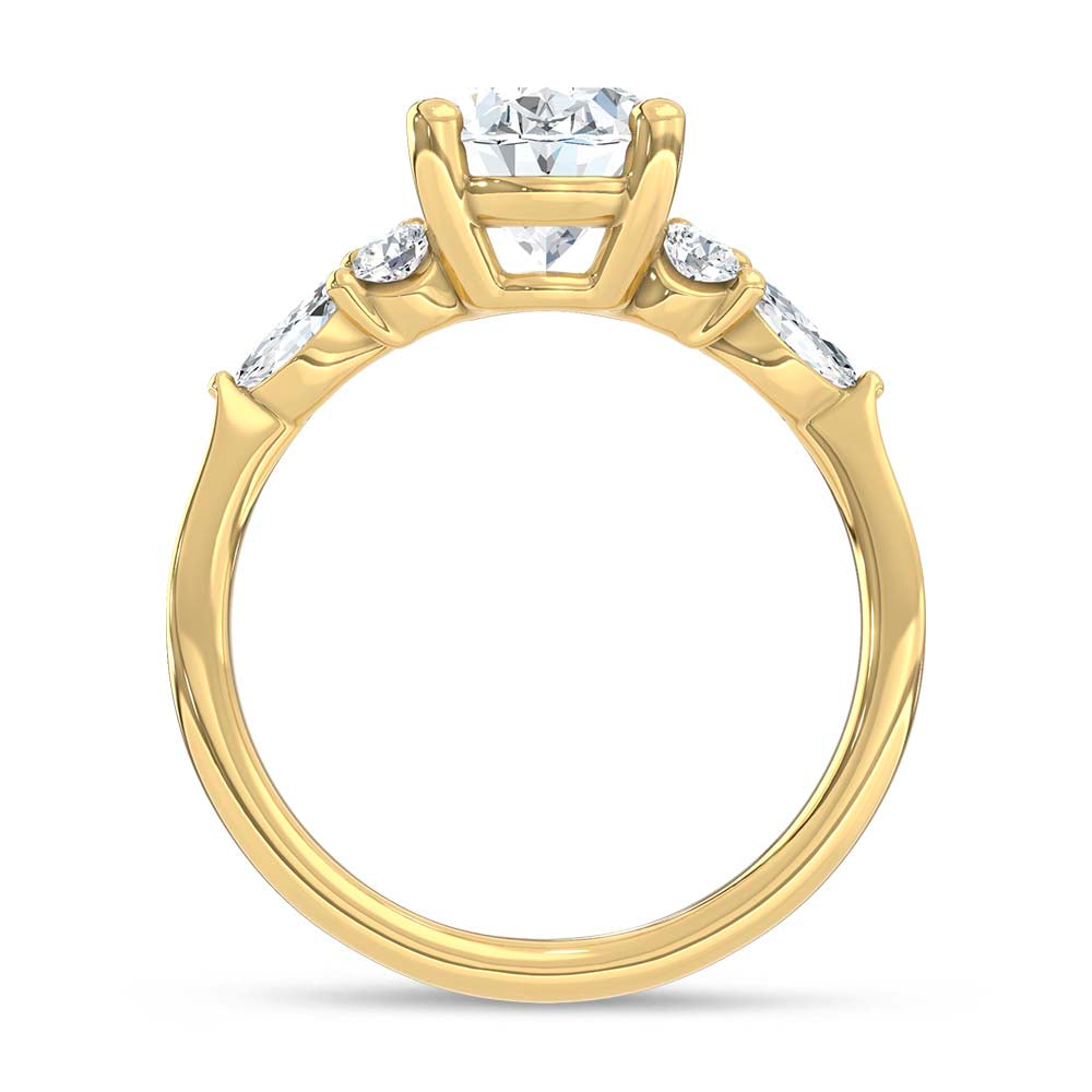 14K Yellow Gold Lab Grown Diamond 2 1/2 Ct.T. Enagagement Ring (IGI Certified Center 2ct)  Picasso Gold & Diamond Jewelry