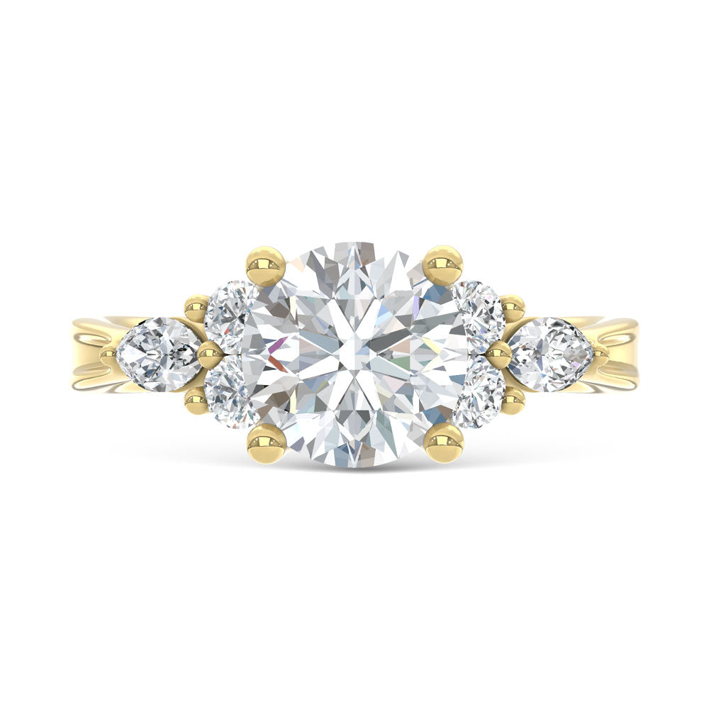 14K Yellow Gold Lab Grown Diamond 2 1/2 Ct.T. Enagagement Ring (IGI Certified Center 2ct)