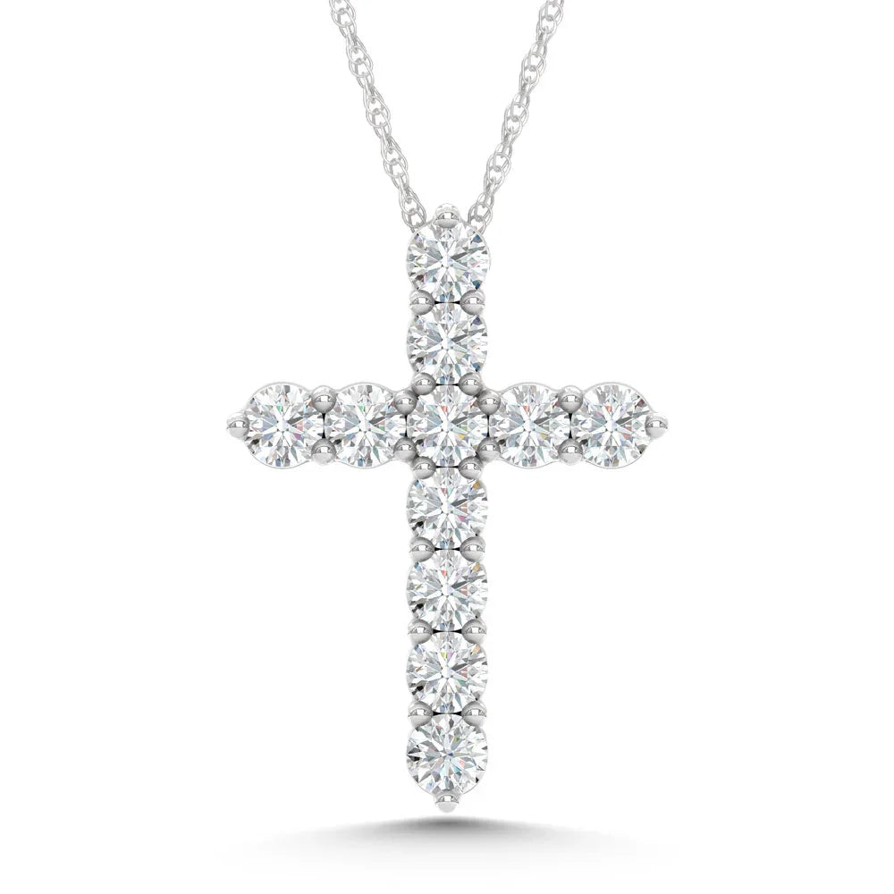 10K White Gold Lab Grown Diamond 7/8 Ct.Tw. Cross Pendant  Picasso Gold & Diamond Jewelry