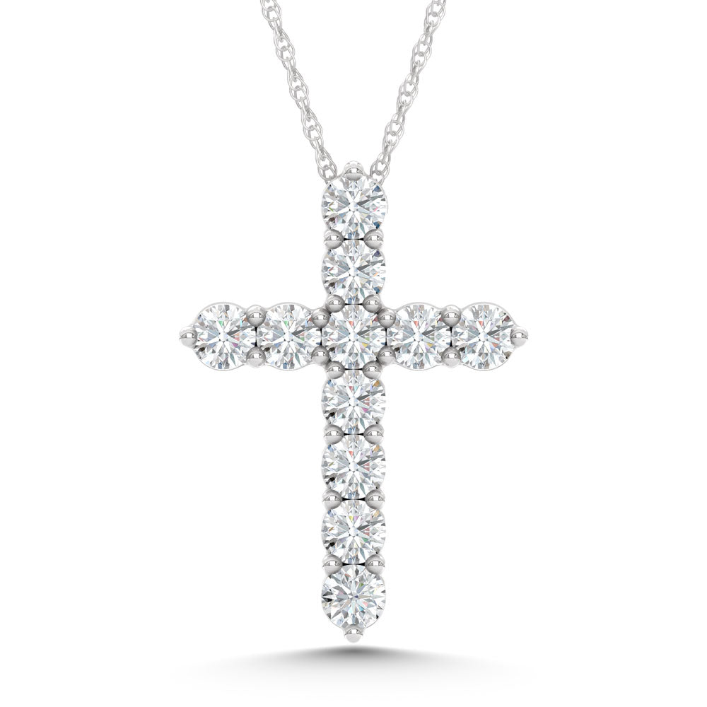 10K White Gold Lab Grown Diamond 7/8 Ct.Tw. Cross Pendant  Picasso Gold & Diamond Jewelry