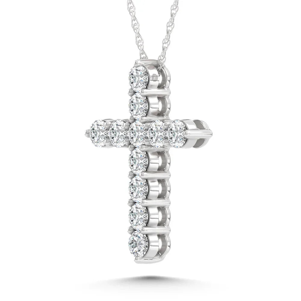 10K White Gold Lab Grown Diamond 7/8 Ct.Tw. Cross Pendant  Picasso Gold & Diamond Jewelry