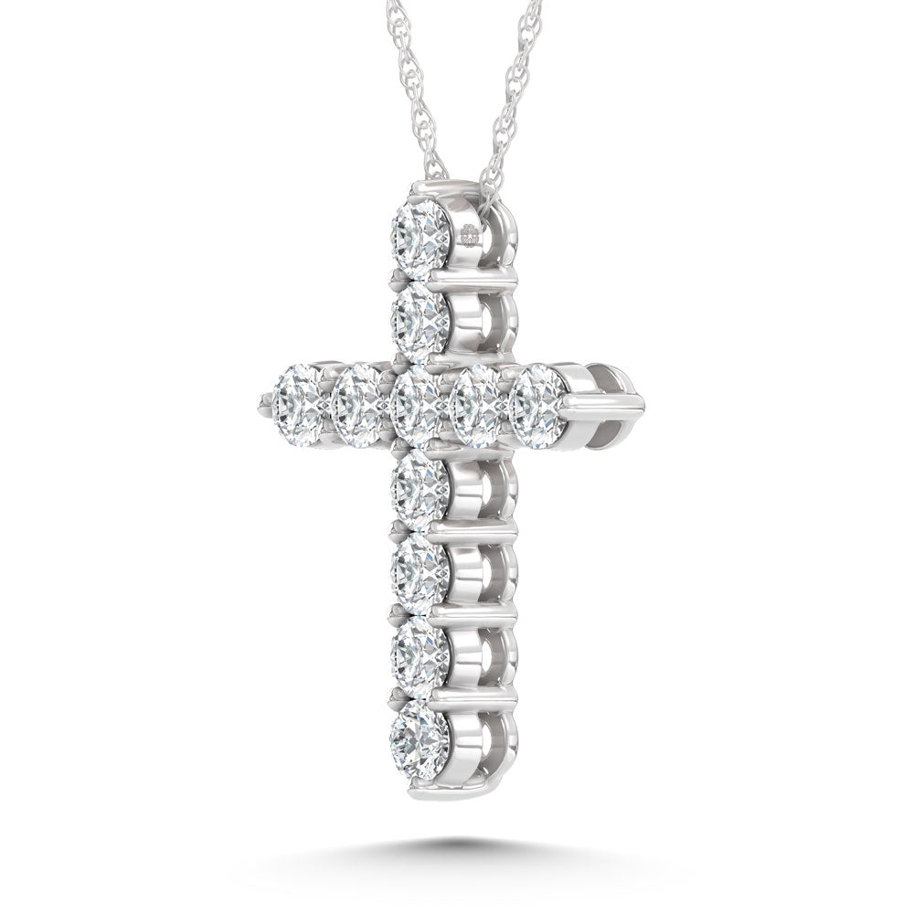 10K White Gold Lab Grown Diamond 7/8 Ct.Tw. Cross Pendant  Picasso Gold & Diamond Jewelry
