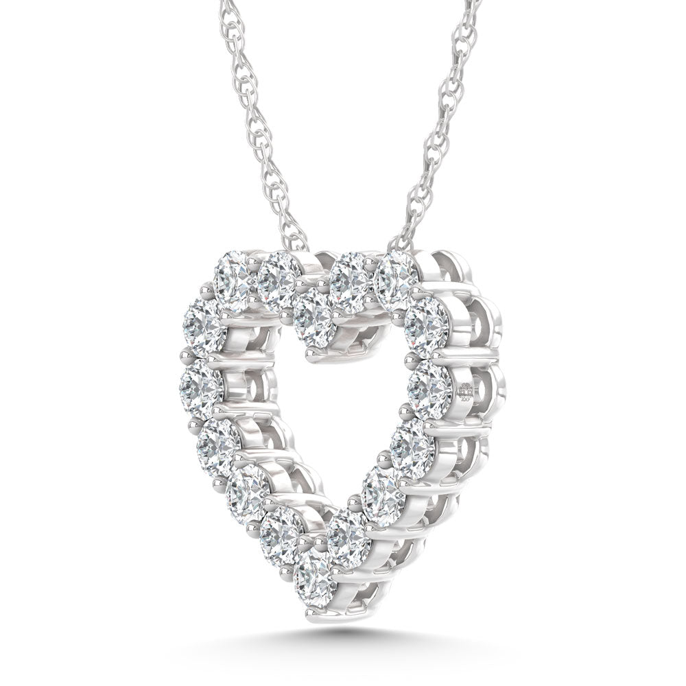 10K White Gold Lab Grown Diamond 1 Ct.Tw. Heart Pendant  Picasso Gold & Diamond Jewelry