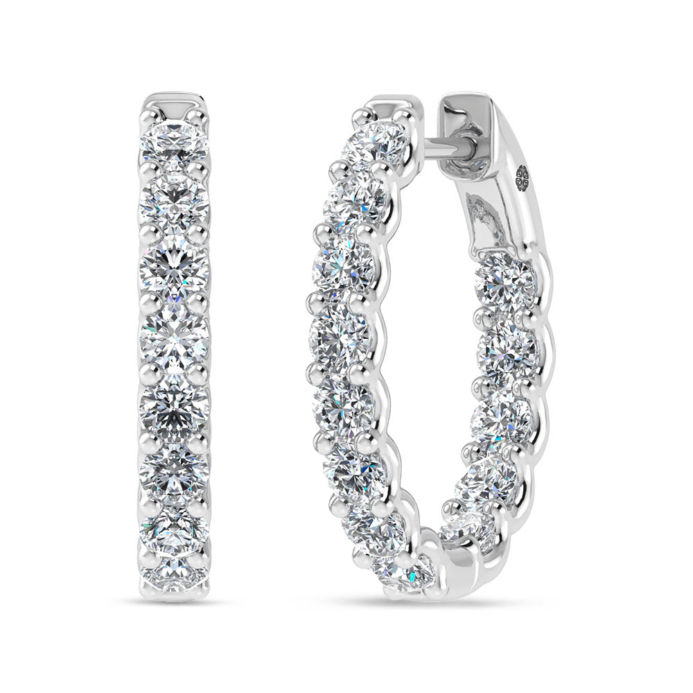 10K White Gold 2 Ct.Tw. Lab Grown Diamond In and Our Hoop Earrings  Picasso Gold & Diamond Jewelry