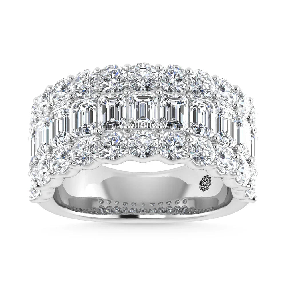 14K White Gold 5 Ct.Tw. Lab Grown Diamond Round and Emerald Cut Fashion Band  Picasso Gold & Diamond Jewelry