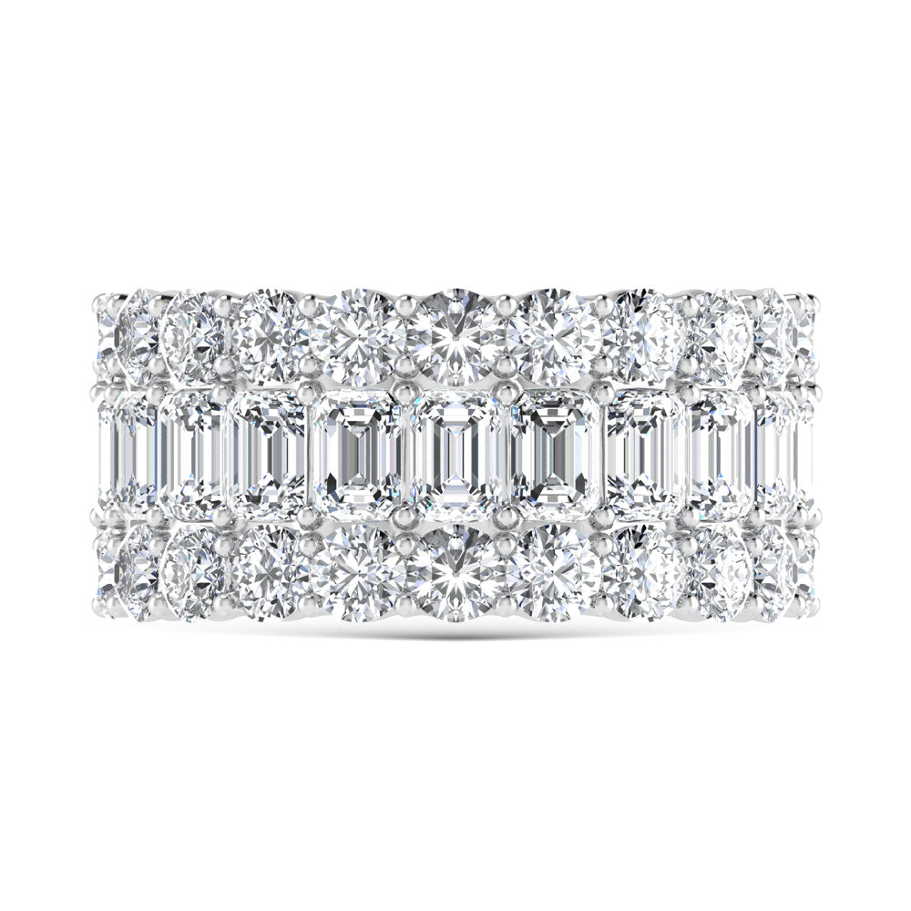 14K White Gold 3 Ct.Tw. Labgrown Diamond Round and Emerald Cut Fashion Band
