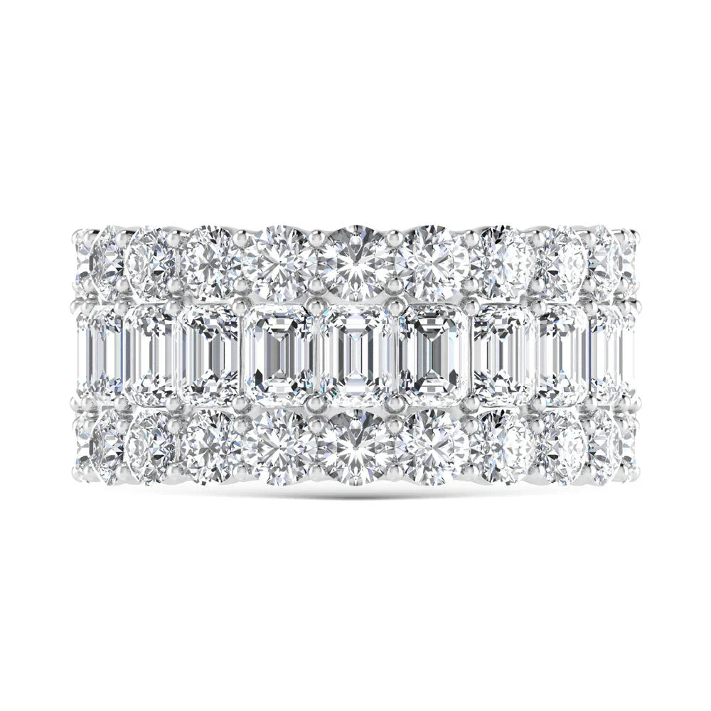 14K White Gold 5 Ct.Tw. Lab Grown Diamond Round and Emerald Cut Fashion Band  Picasso Gold & Diamond Jewelry