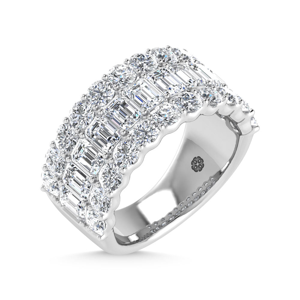 14K White Gold 4 Ct.Tw. Lab Grown Diamond Round and Emerald Cut Fashion Band  Picasso Gold & Diamond Jewelry