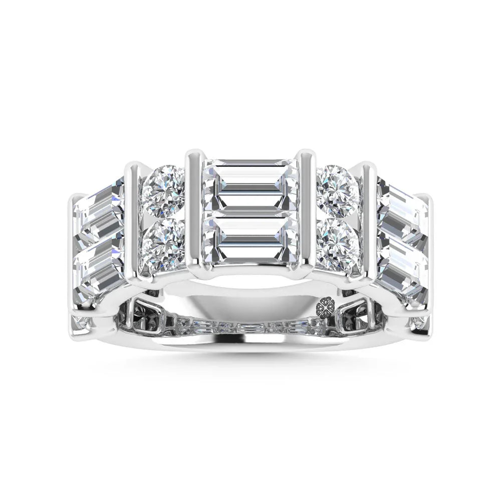 14K White Gold 2 Ct.Tw. Lab Grown Diamond Round and Baguette Cut Fashion Band  Picasso Gold & Diamond Jewelry