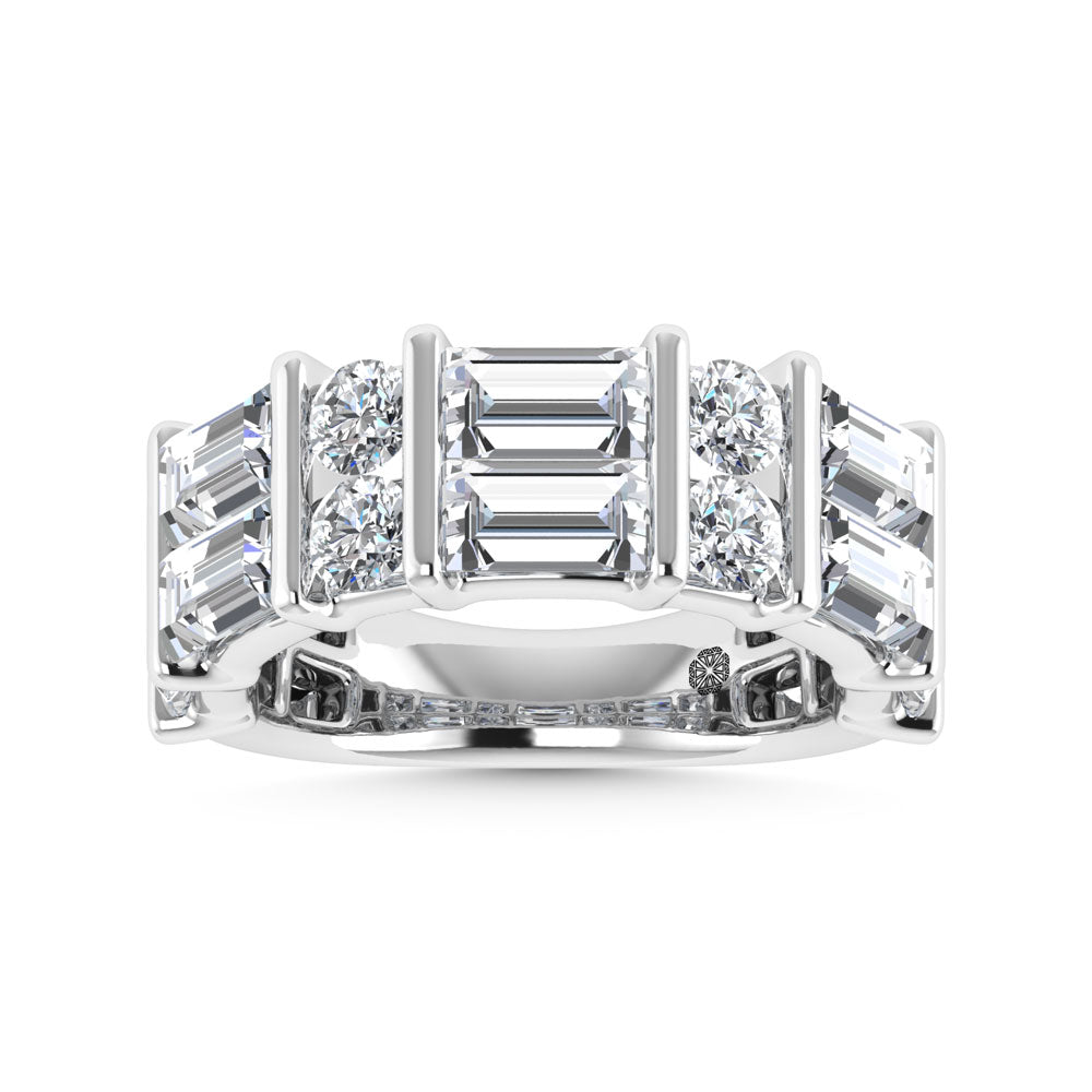 14K White Gold 2 Ct.Tw. Lab Grown Diamond Round and Baguette Cut Fashion Band  Picasso Gold & Diamond Jewelry