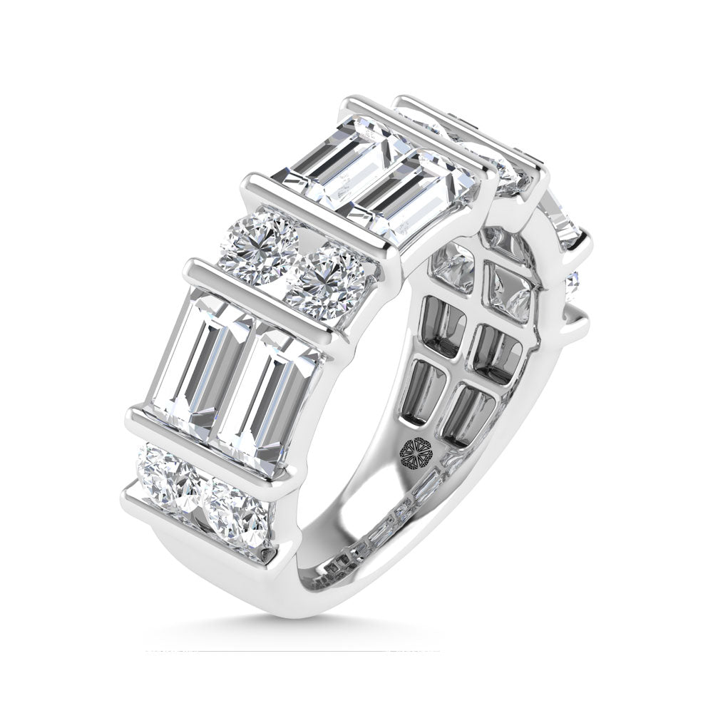 14K White Gold 3 Ct.Tw. Lab Grown Diamond Round and Baguette Cut Fashion Band  Picasso Gold & Diamond Jewelry