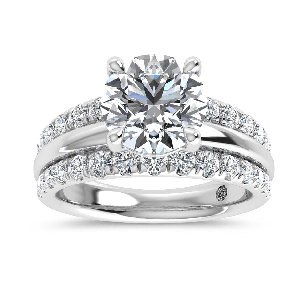 14K White Gold 4 Ct.Tw. Lab Grown Diamond Round Shape Engagement Ring (IGI Certified Center 3ct)