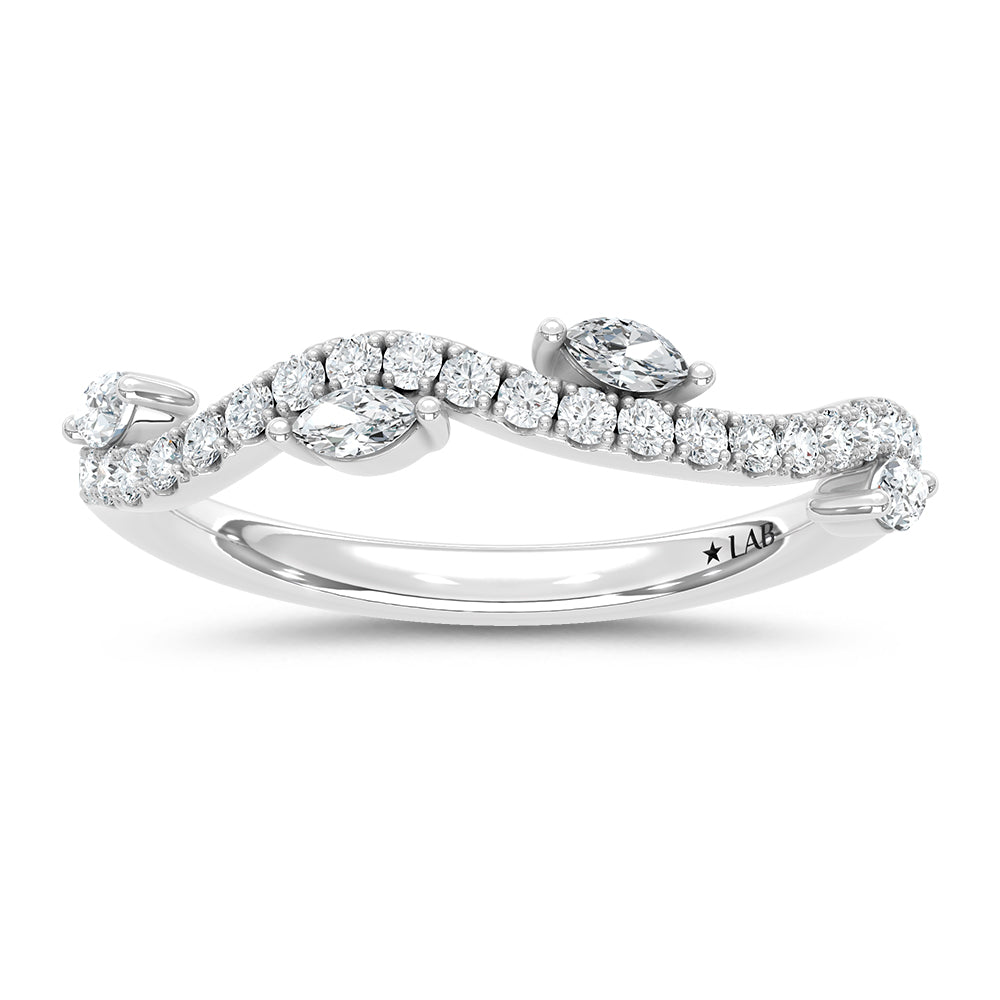 14K White Gold 1/3 ct. tw. Marquise Lab-Grown Diamond Wedding Band | Picasso Gold & Diamond