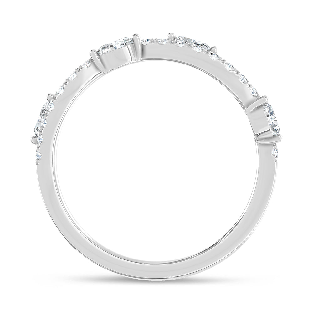 14K White Gold 1/3 ct. tw. Marquise Lab-Grown Diamond Wedding Band, close-up of the diamond setting