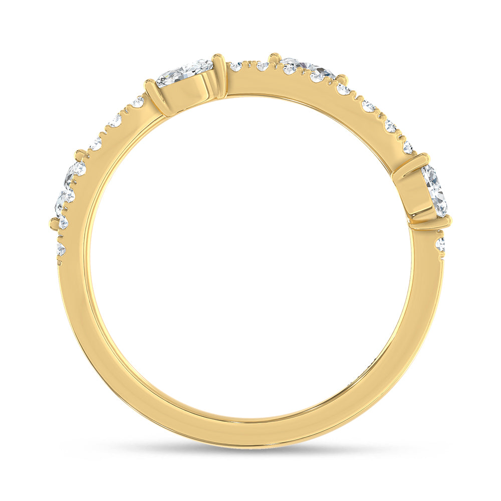 14K Yellow Gold 1/3 ct. tw. Marquise Lab-Grown Diamond Wedding Band, close-up of the diamond setting