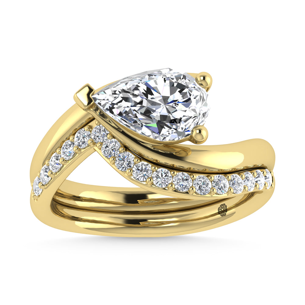14K Yellow Gold 1 7/8 Ct.Tw. Lab Grown Diamond Pear Shape Bridal Ring (IGI Certified Center 1 1/2ct)