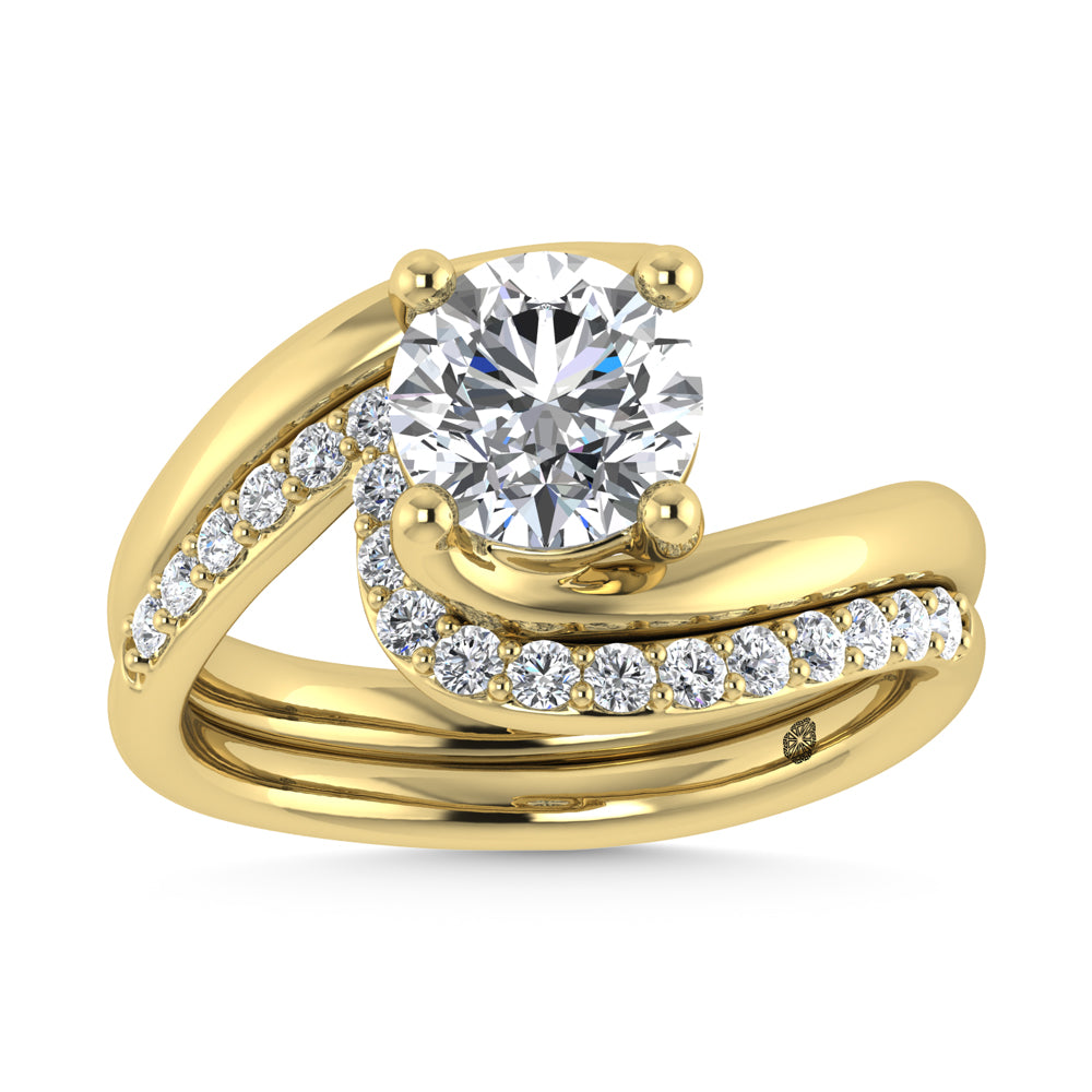 14K Yellow Gold 1 7/8 Ct.Tw. Lab Grown Diamond Round Shape Bridal Ring (IGI Certified Center 1 1/2ct)