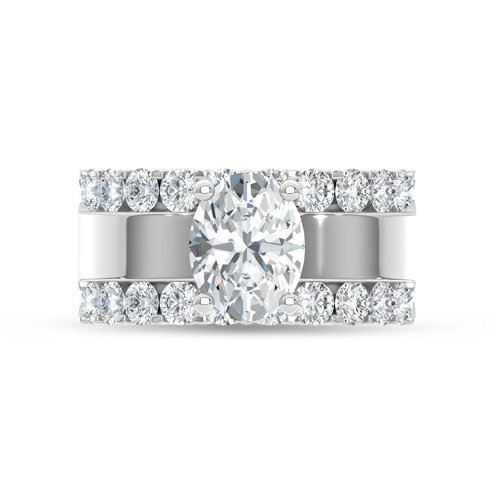 14K White Gold 3 1/2 Ct.Tw. Lab Grown Diamond Oval Shape Engagement Ring (IGI Certified Center 2ct)