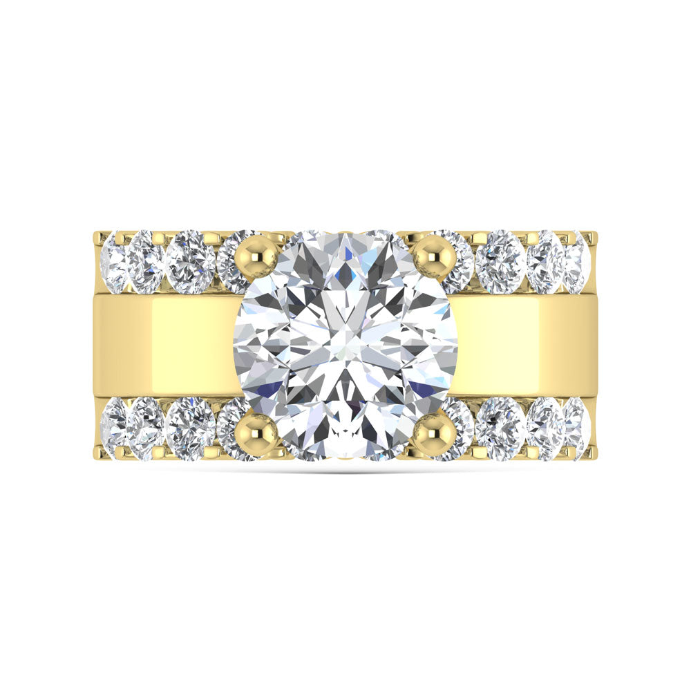 14K Yellow Gold 4 1/2 Ct.Tw. Lab Grown Diamond Round Shape Engagement Ring (IGI Certified Center 3ct)