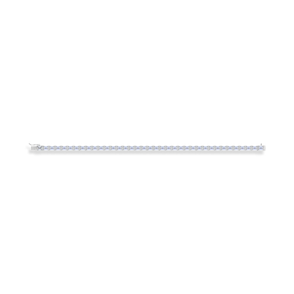 14K White Gold 15 Ct.Tw. Emerald Horizontal Shape Labgrown Diamond Tennis Bracelet