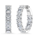 14K White Gold 6 Ct.Tw. Lab Grown Diamond Horizontal Emerald Shape In and Our Hoop Earrings  Picasso Gold & Diamond Jewelry