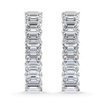 14K White Gold 6 Ct.Tw. Lab Grown Diamond Horizontal Emerald Shape In and Our Hoop Earrings  Picasso Gold & Diamond Jewelry