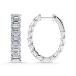 14K White Gold 6 Ct.Tw. Lab Grown Diamond Horizontal Emerald Shape In and Our Hoop Earrings  Picasso Gold & Diamond Jewelry