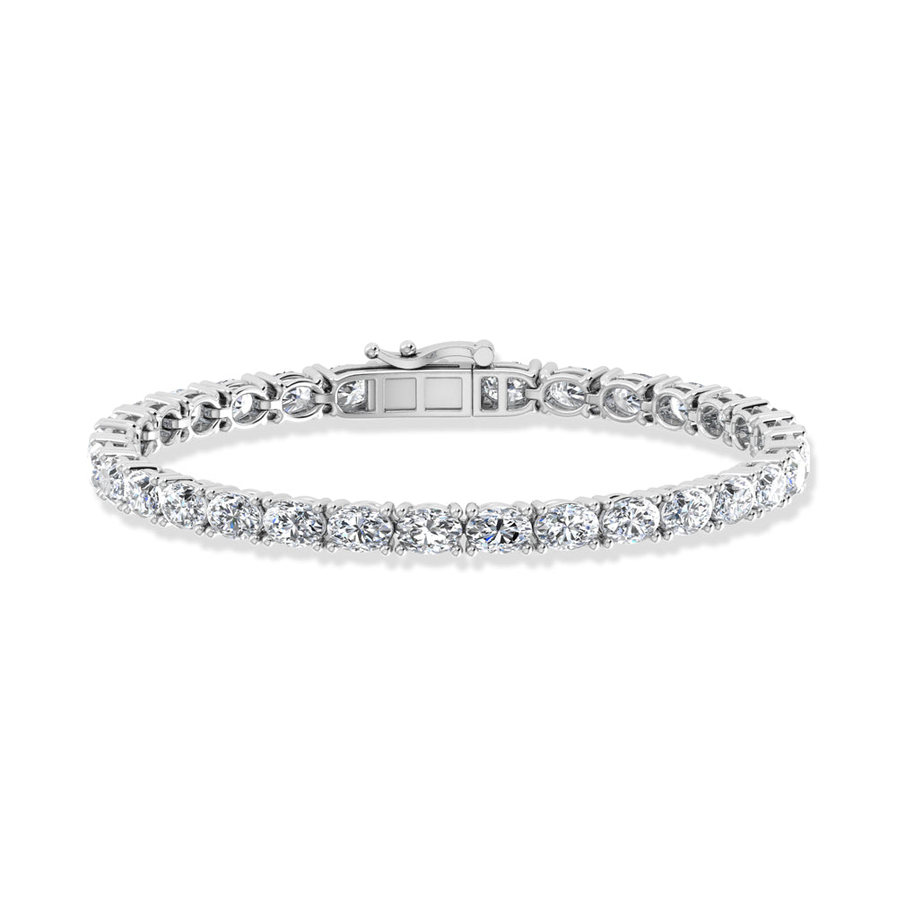 14K White Gold 10 Ct.Tw. Oval Horizontal Shape Labgrown Diamond Tennis Bracelet